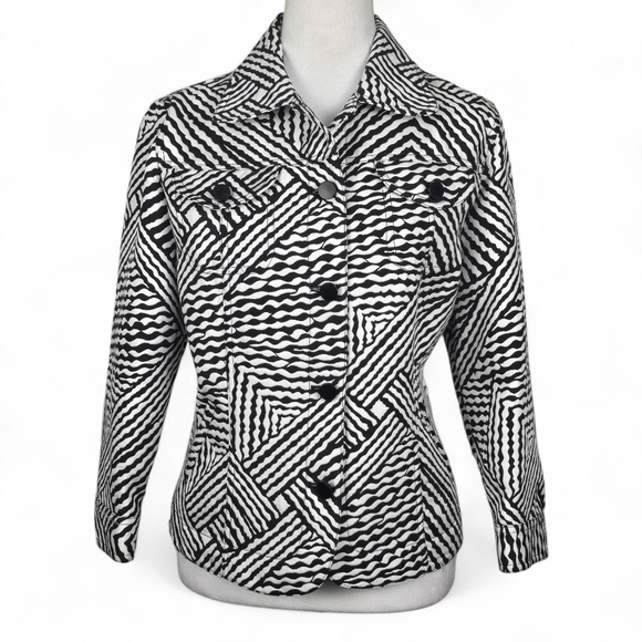 Ruby Rd Geometric Print Button Up Jacket Size 12 - Picture 1 of 8